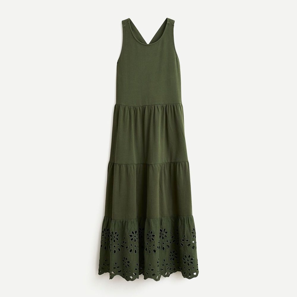 J Crew Eyelet Lace Sleeveless Maxi Dress